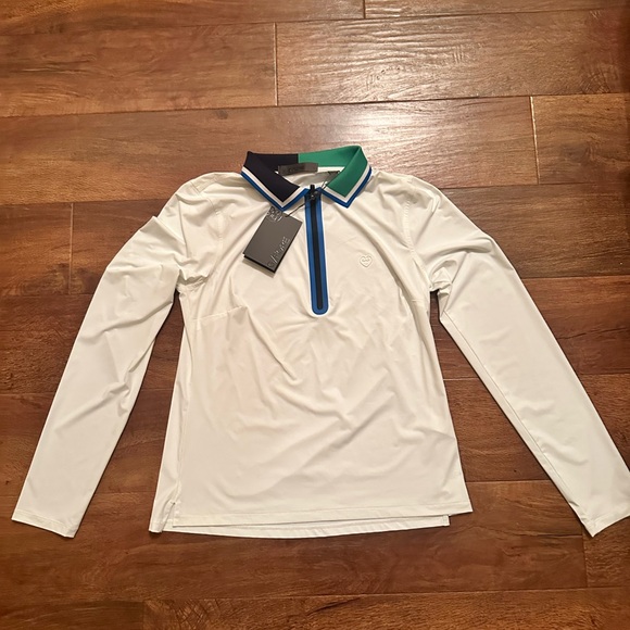 G/FORE SILKY TECH NYLON LONG SLEEVE POLO, color Snow, size small 3/4 zip NWT - Picture 1 of 5